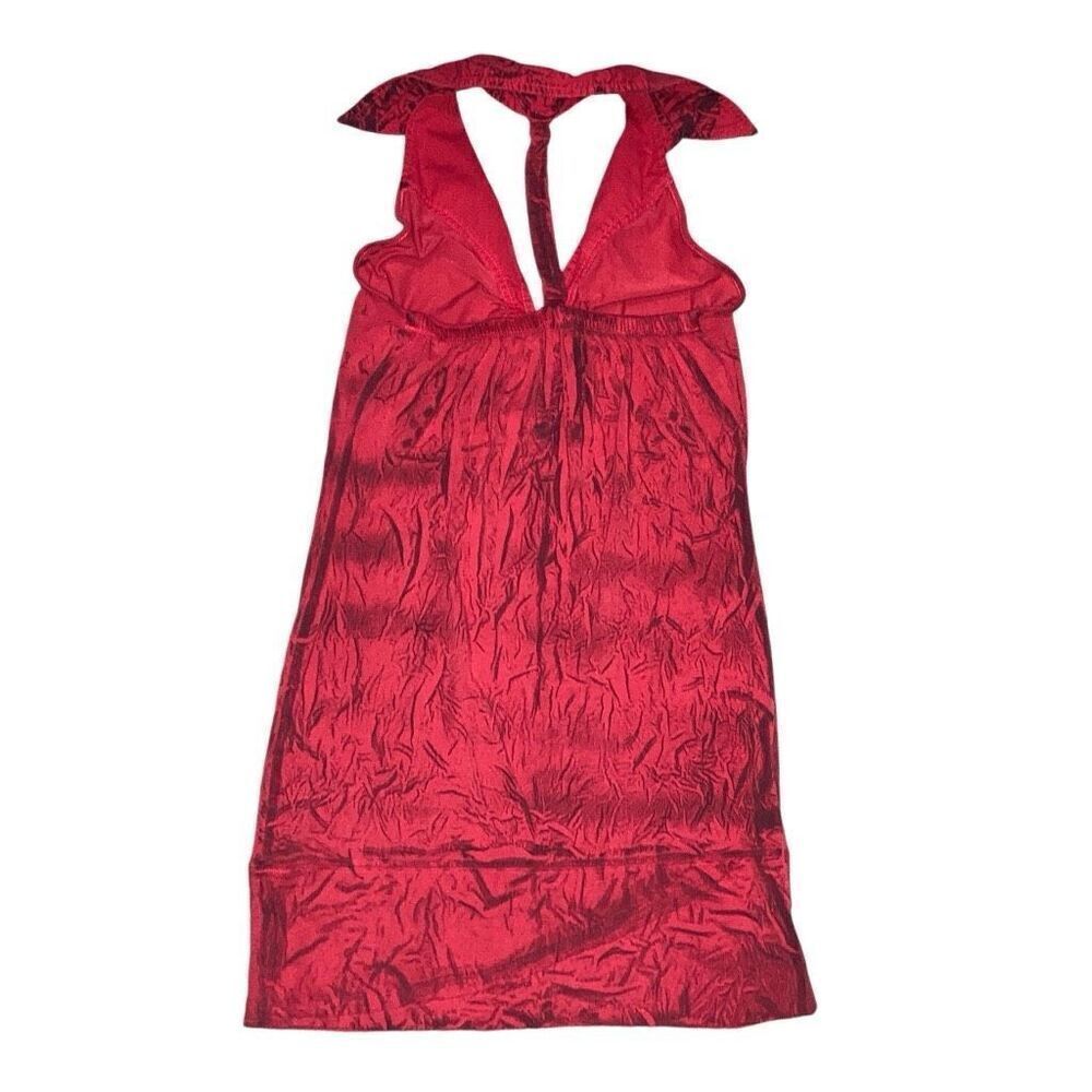 Y2k Oxus Size Xs Red Abstract Patterned Body-Con … - image 2